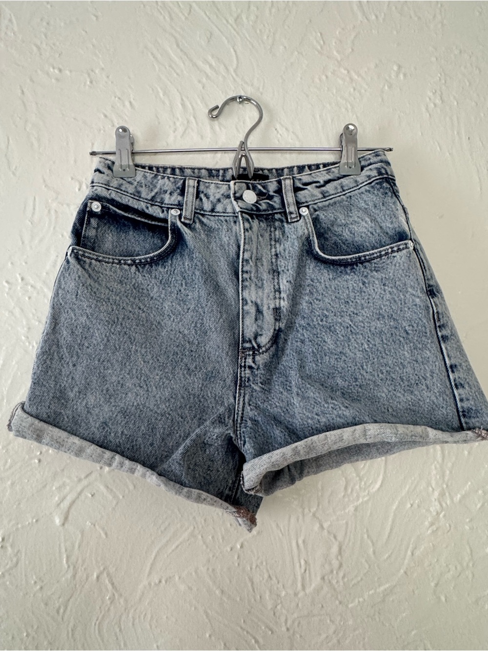 White Fox Boutique Washed Black High-Rise Denim Shorts